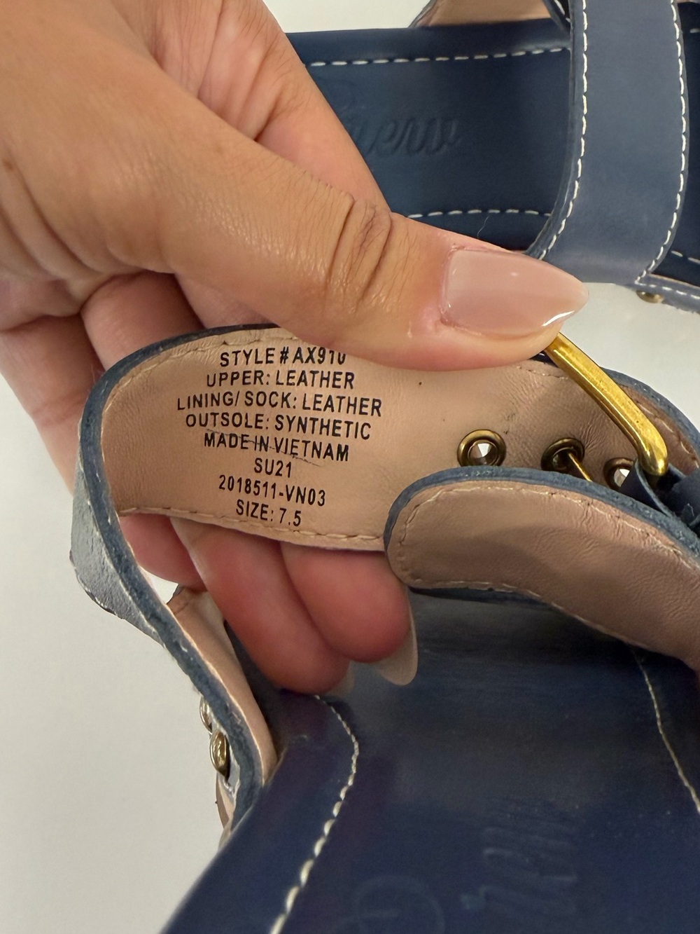 J.Crew Women’s Double Buckle Slide Sandals - Navy Blue Gold Hardware. Size: 7.5 - Picture 2 of 7